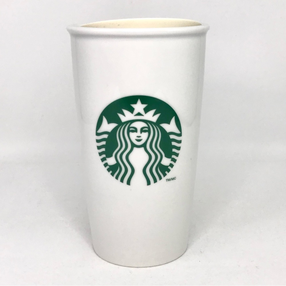 Starbucks Ceramic Travel Tumbler Mug With Lid 12oz Mermaid Siren Logo